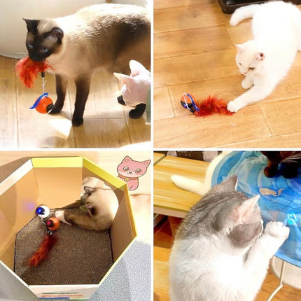 Jouet Interactif Intelligent pour Chat – Balle Automatique LED Rechargeable avec Plumes