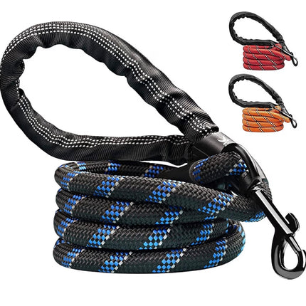 Laisse pour chien ultra-résistante en nylon avec poignée rembourrée – Mousqueton rotatif 360°