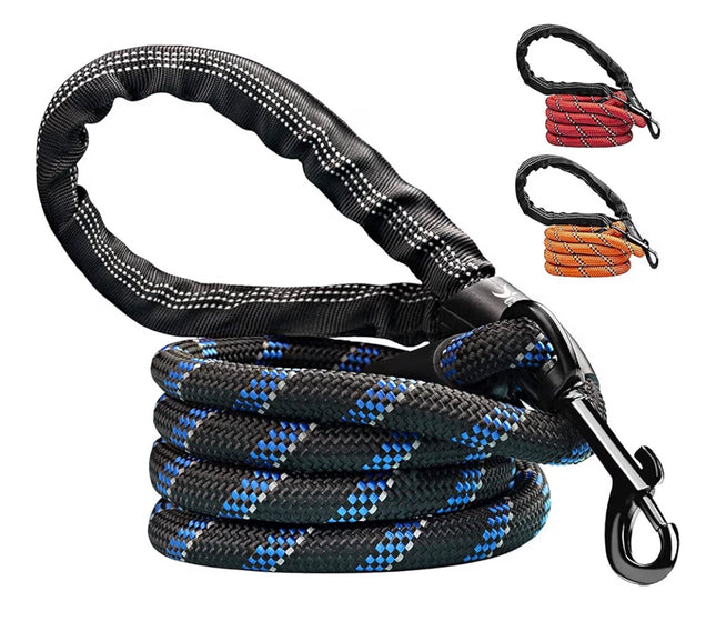 Laisse pour chien ultra-résistante en nylon avec poignée rembourrée – Mousqueton rotatif 360°