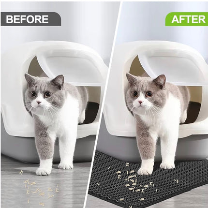 Tapis Attrape-Litière Double Couche pour Chat – Antidérapant et Imperméable