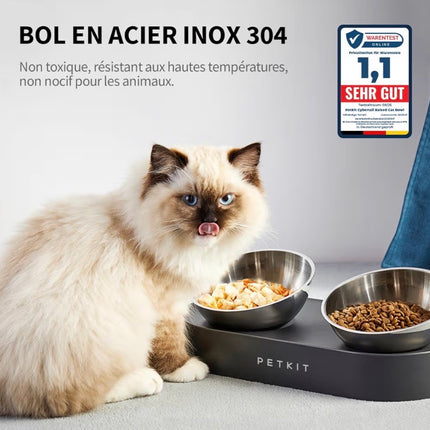 Gamelle Double Surélevée en Acier Inoxydable pour Chat et Petit Chien