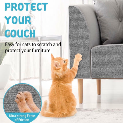 Tapis Griffoir Adhésif pour Chat – Protection Canapé & Meubles – Anti-Griffes (Gris Clair, 40×200 cm)
