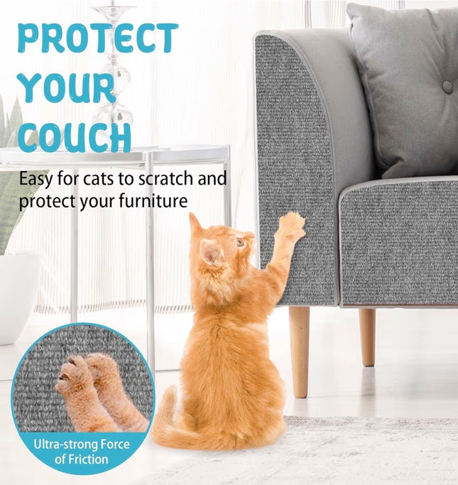 Tapis Griffoir Adhésif pour Chat – Protection Canapé & Meubles – Anti-Griffes (Gris Clair, 40×200 cm)