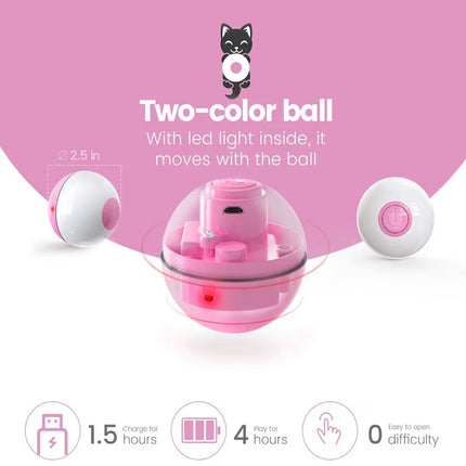 Balle interactive automatique pour chat avec LED – Rechargeable, intelligente et anti-ennui