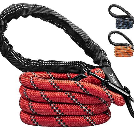 Laisse pour chien ultra-résistante en nylon avec poignée rembourrée – Mousqueton rotatif 360°