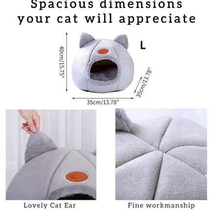 Maison Douillette pour Chat– Niche Fermée & Panier Confort