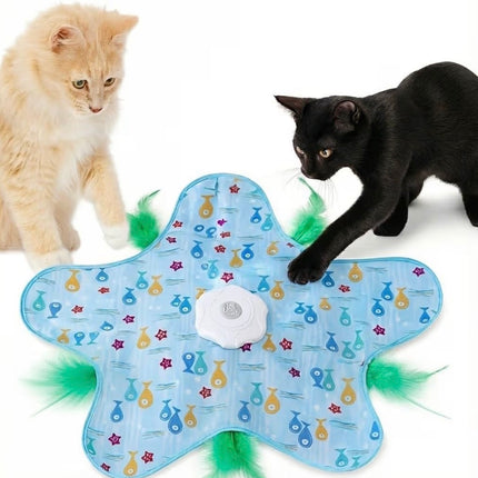 Tapis Interactif Automatique pour Chat – Jouet de Chasse avec Plumes, Rechargeable USB-C