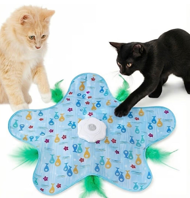Tapis Interactif Automatique pour Chat – Jouet de Chasse avec Plumes, Rechargeable USB-C
