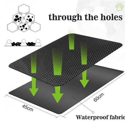 Tapis Attrape-Litière Double Couche pour Chat – Antidérapant et Imperméable
