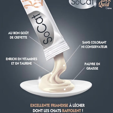 Friandises à lécher pour chat à la crevette – Crème snack enrichie en taurine et vitamines