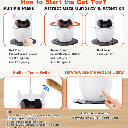 Jouet interactif intelligent pour chat avec laser 360° et plume – Rechargeable et automatique
