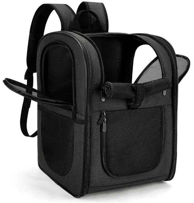 Sac de Transport Extensible Anti-Stress pour Chien & Chat – Sac à Dos Sécurisé, Respirant et Compatible Cabine