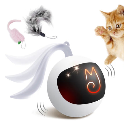 Jouet Interactif Intelligent pour Chat – Balle Automatique LED Rechargeable avec Plumes