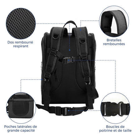 Sac de Transport Extensible Anti-Stress pour Chien & Chat – Sac à Dos Sécurisé, Respirant et Compatible Cabine