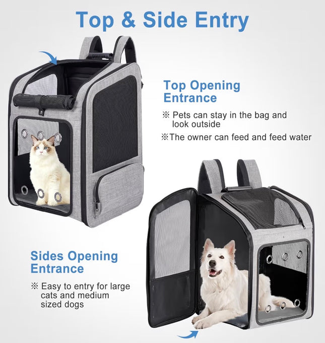 Sac à dos de transport grande capacité pour chat et chien – Respirant et confortable