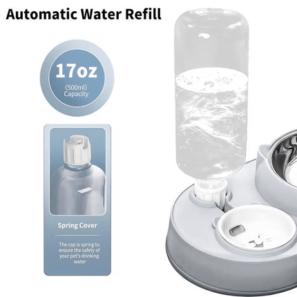 Gamelle 3 en 1 pour Chat et Chien avec Distributeur d’Eau Automatique