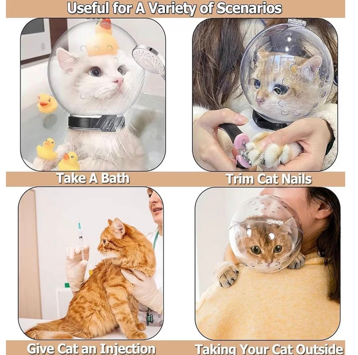 Masque de Protection Transparent pour Chat – Anti-Morsure, Réglable et Respirant