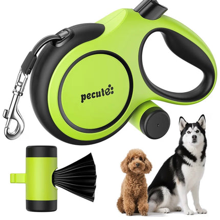 Laisse Rétractable 8m pour Chien – Anti-Enchevêtrement 360°, Poignée Ergonomique + Porte-Sacs Intégré