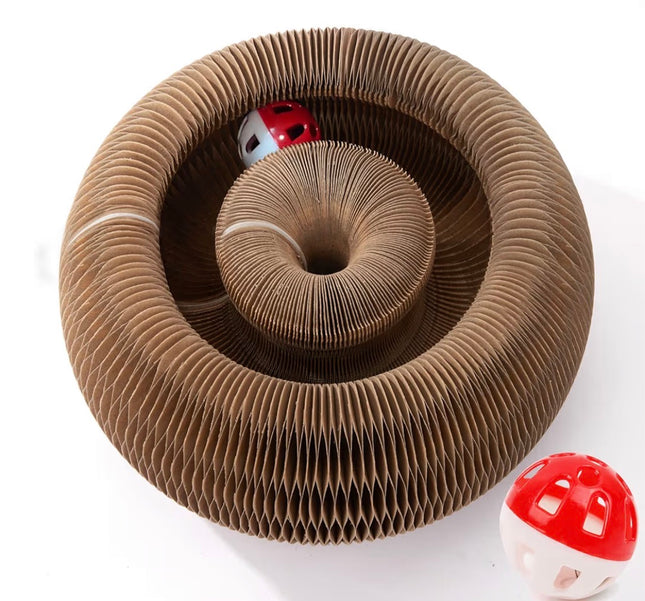 Jouet à Griffer Interactif pour Chat – Tunnel Modulable en Carton avec Balle