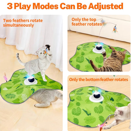 Jouet Interactif Intelligent pour Chat – Tapis Cache-Cache Électrique avec Plumes – Rechargeable