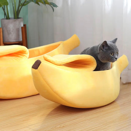 Lit Banane Douillet pour Chat et Petit Chien – Couchage Chaud et Confortable