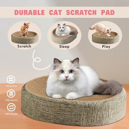 Griffoir Rond 2-en-1 pour Chat – Couchage & Grattoir en Carton Renforcé