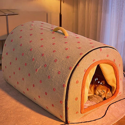 Maison Cocoon Chaude et Pliable pour Chat et Petit Chien – Couchage d’Hiver Ultra Doux