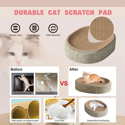 Griffoir Rond 2-en-1 pour Chat – Couchage & Grattoir en Carton Renforcé
