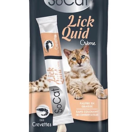Friandises à lécher pour chat à la crevette – Crème snack enrichie en taurine et vitamines