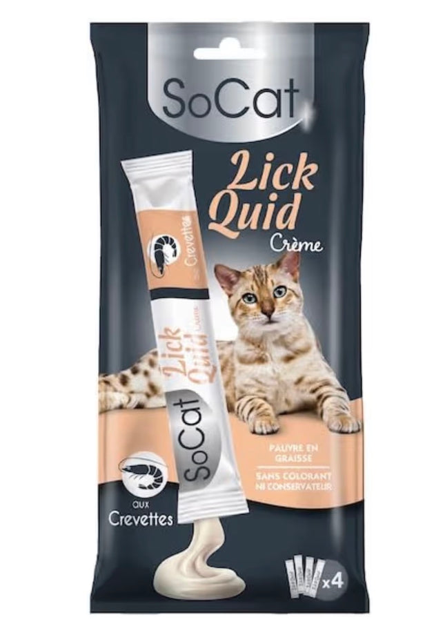 Friandises à lécher pour chat à la crevette – Crème snack enrichie en taurine et vitamines