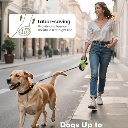 Laisse Rétractable 8m pour Chien – Anti-Enchevêtrement 360°, Poignée Ergonomique + Porte-Sacs Intégré