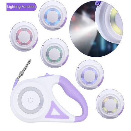 Laisse rétractable pour chien 5 m avec éclairage LED – Poignée ergonomique et frein sécurisé